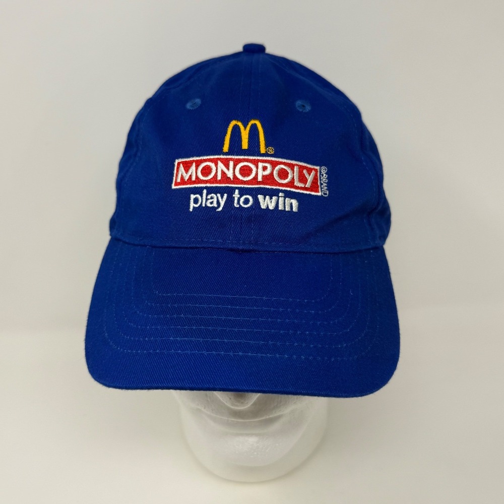 Vintage McDonalds Monopoly Play‎ to Win Hat Blue Strapback KC Caps Promo Cap